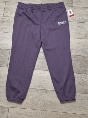 Reebok Women's Pull-on Cuffed Purple Fleece Joggers Sweat Pants. Size XXL